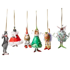 MacKenzie-Childs Patience Brewster Mini Cat Ornaments, Set of 6| Holiday|Decor Sets