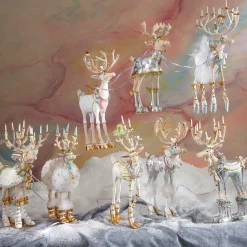 MacKenzie-Childs Patience Brewster Moonbeam Dasher Reindeer Figure| Holiday|Room Accents