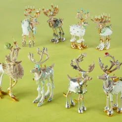 MacKenzie-Childs Patience Brewster Moonbeam Reindeer Mini Ornaments Set| Holiday