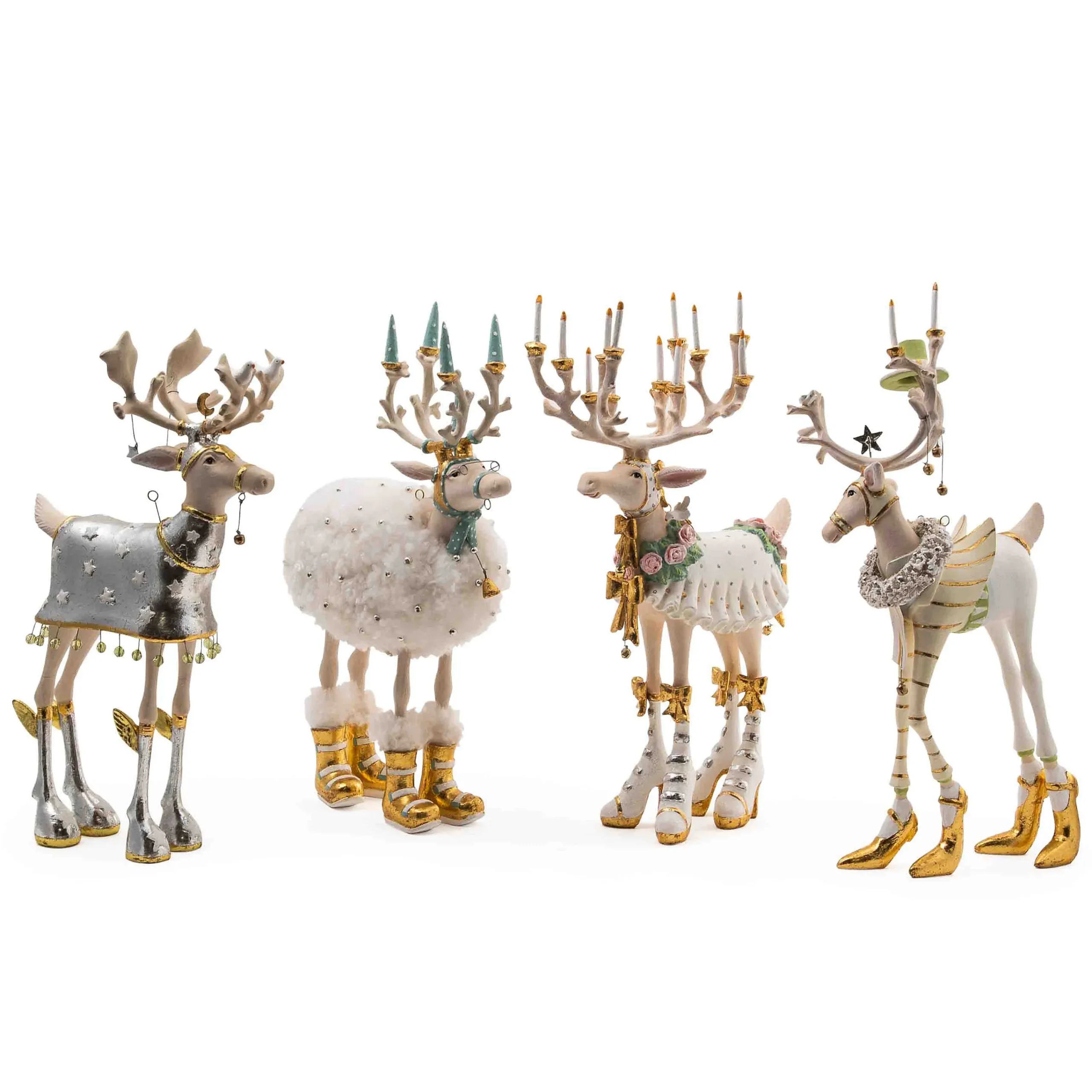 MacKenzie-Childs Patience Brewster Moonbeam Reindeer Figure Set-B| Holiday