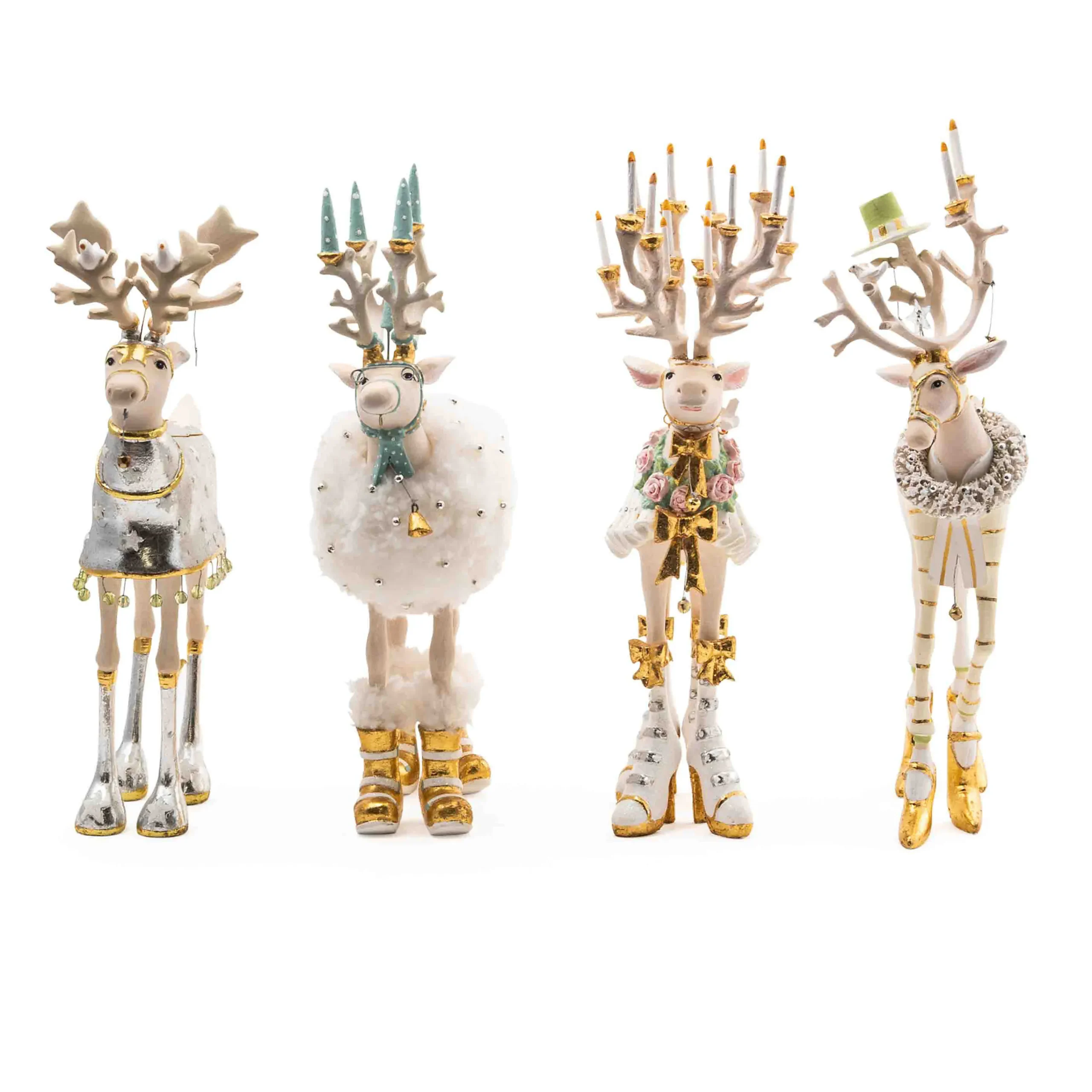 MacKenzie-Childs Patience Brewster Moonbeam Reindeer Figure Set-B| Holiday