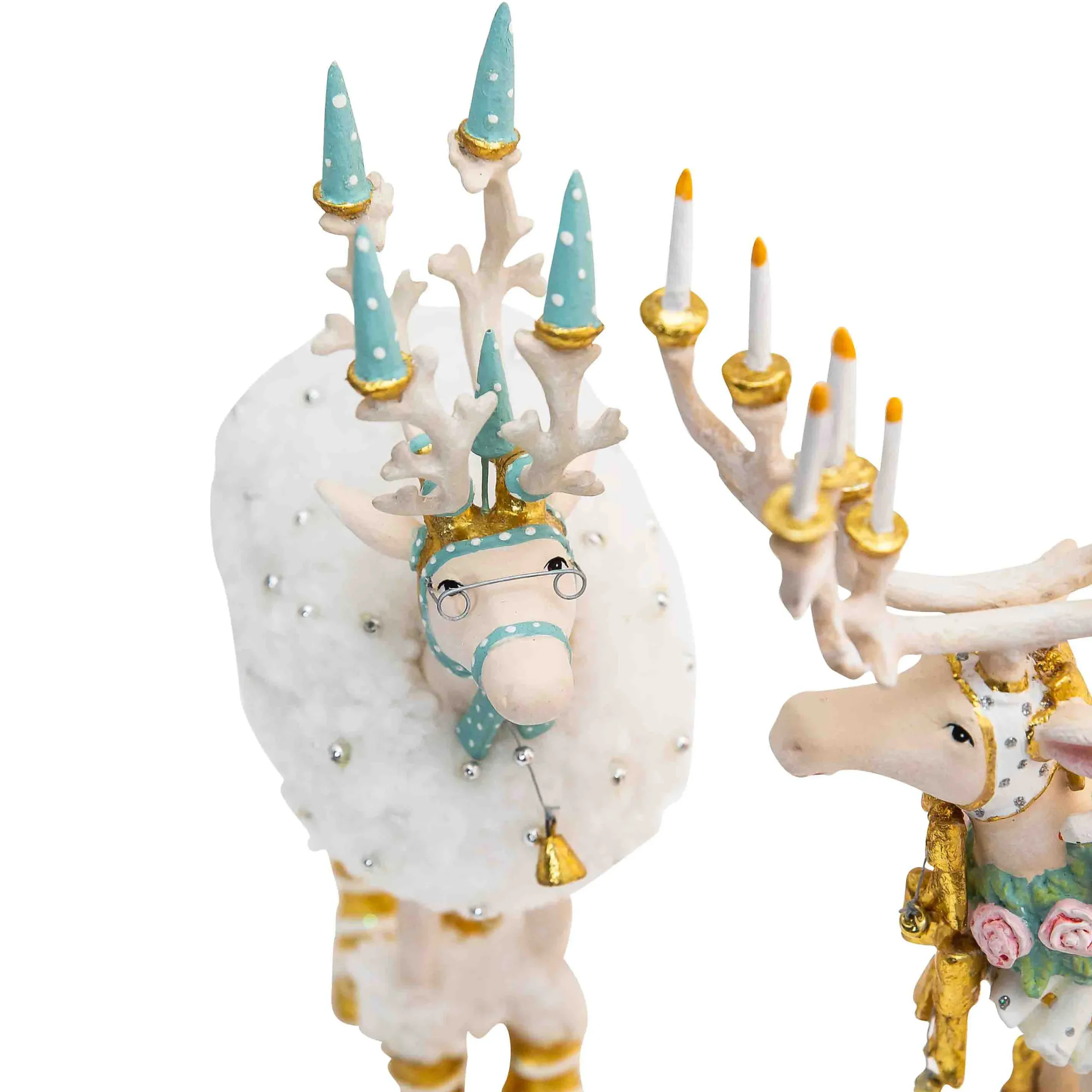 MacKenzie-Childs Patience Brewster Moonbeam Reindeer Figure Set-B| Holiday