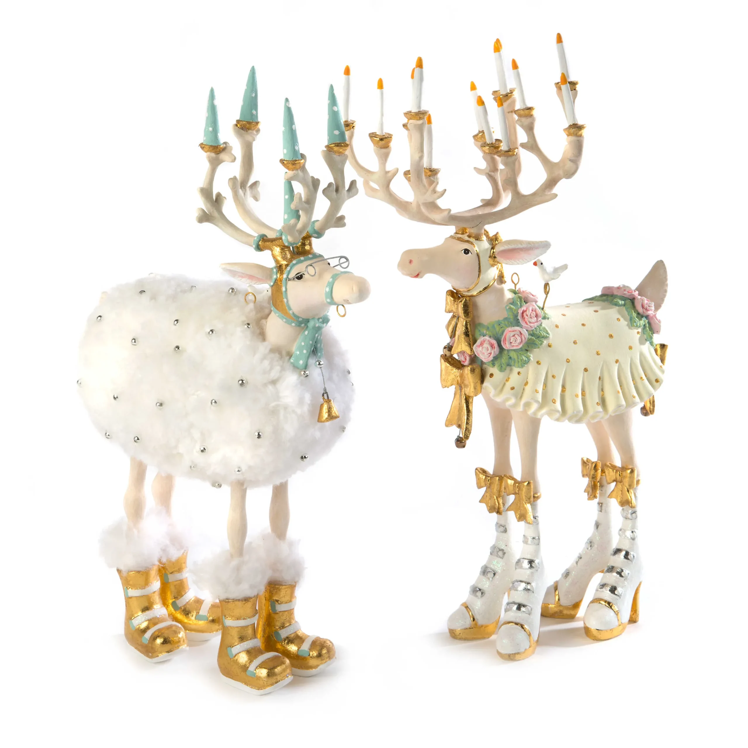 MacKenzie-Childs Patience Brewster Moonbeam Blitzen Reindeer Figure| Holiday|Room Accents