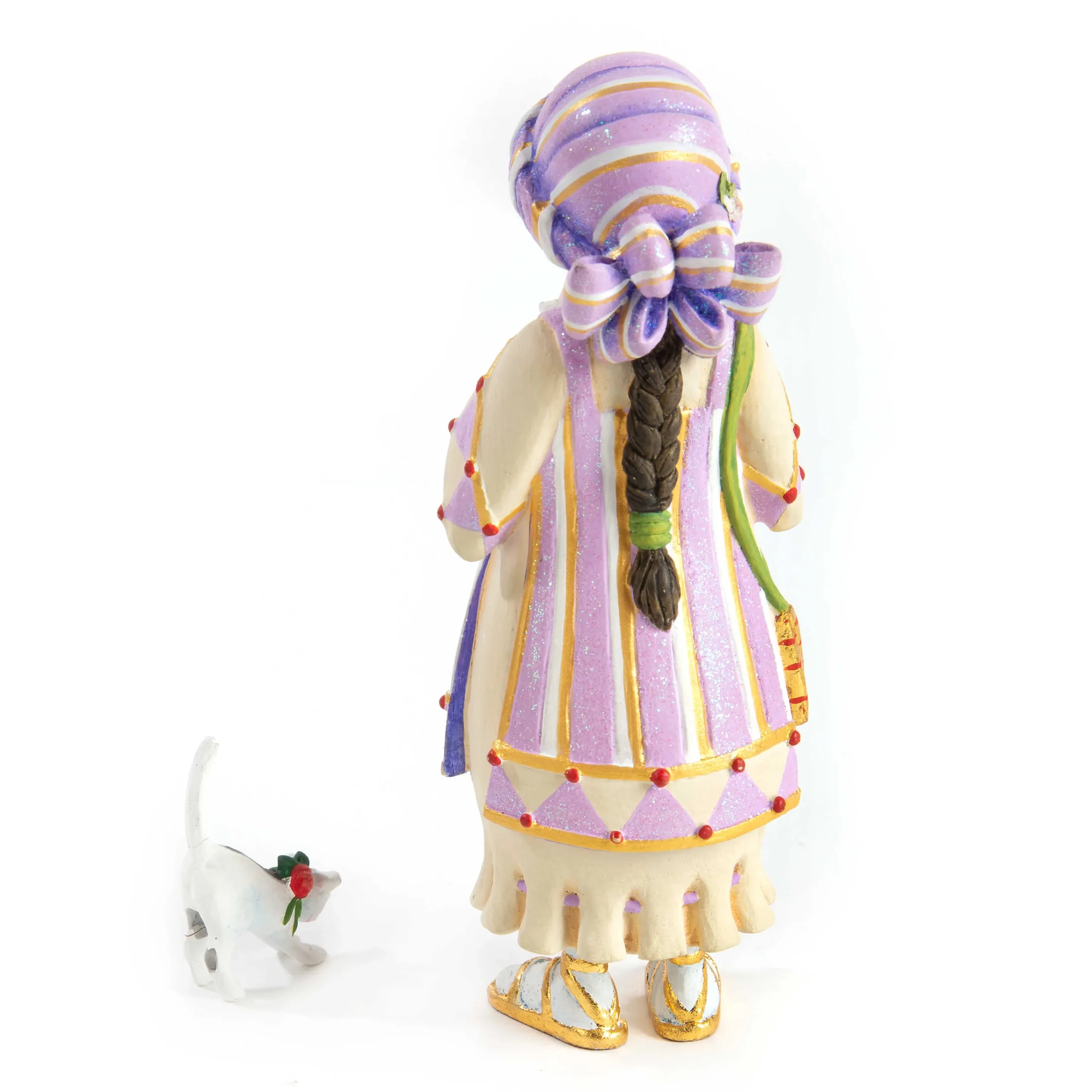 MacKenzie-Childs Patience Brewster Nativity Piping Girl with Kitten Figures| Holiday|Room Accents