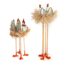 MacKenzie-Childs Patience Brewster Nativity Chicken  Dove Figures| Holiday|Room Accents
