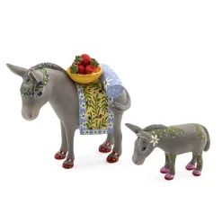 MacKenzie-Childs Patience Brewster Nativity Mother  Baby Donkey Mini Figures| Holiday