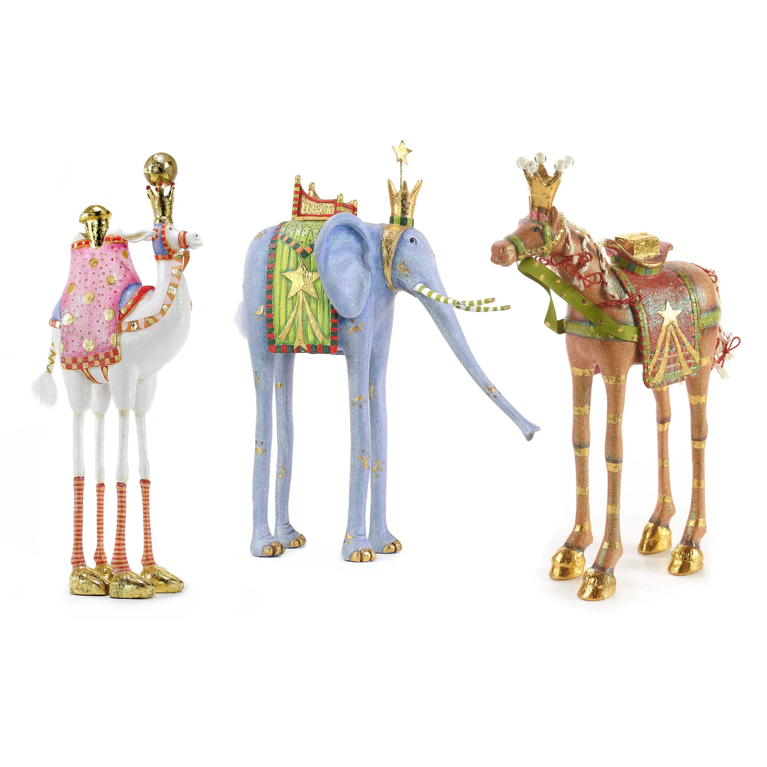 MacKenzie-Childs Patience Brewster Nativity Magi Animal Figures, Set of 3| Holiday|Room Accents