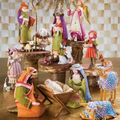 MacKenzie-Childs Patience Brewster Nativity Shepherdess with Dog Figures| Holiday|Room Accents
