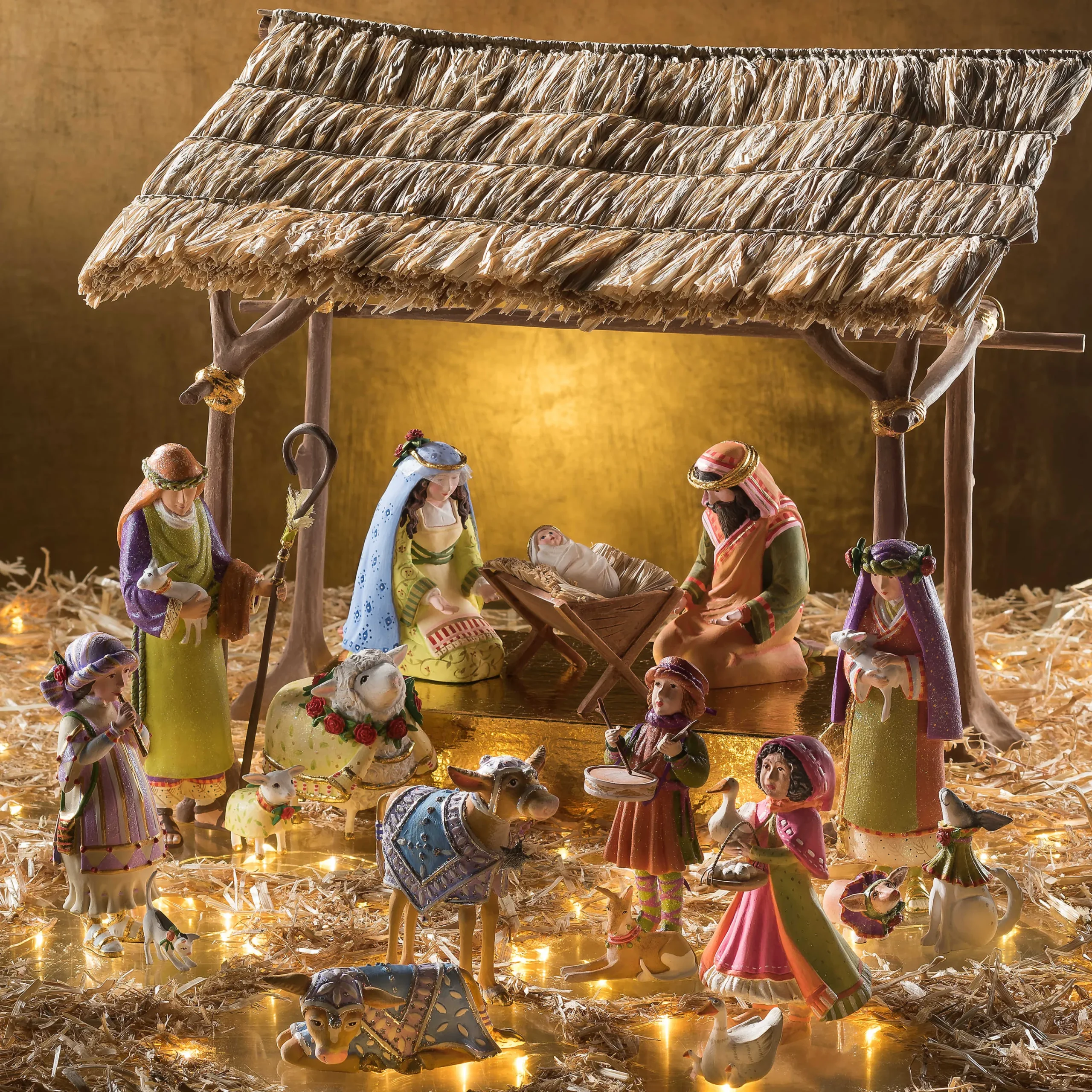 MacKenzie-Childs Patience Brewster Nativity Shepherdess with Dog Figures| Holiday|Room Accents