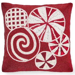 MacKenzie-Childs Peppermint Beaded Throw Pillow| Pillows, Throws, & Cushions