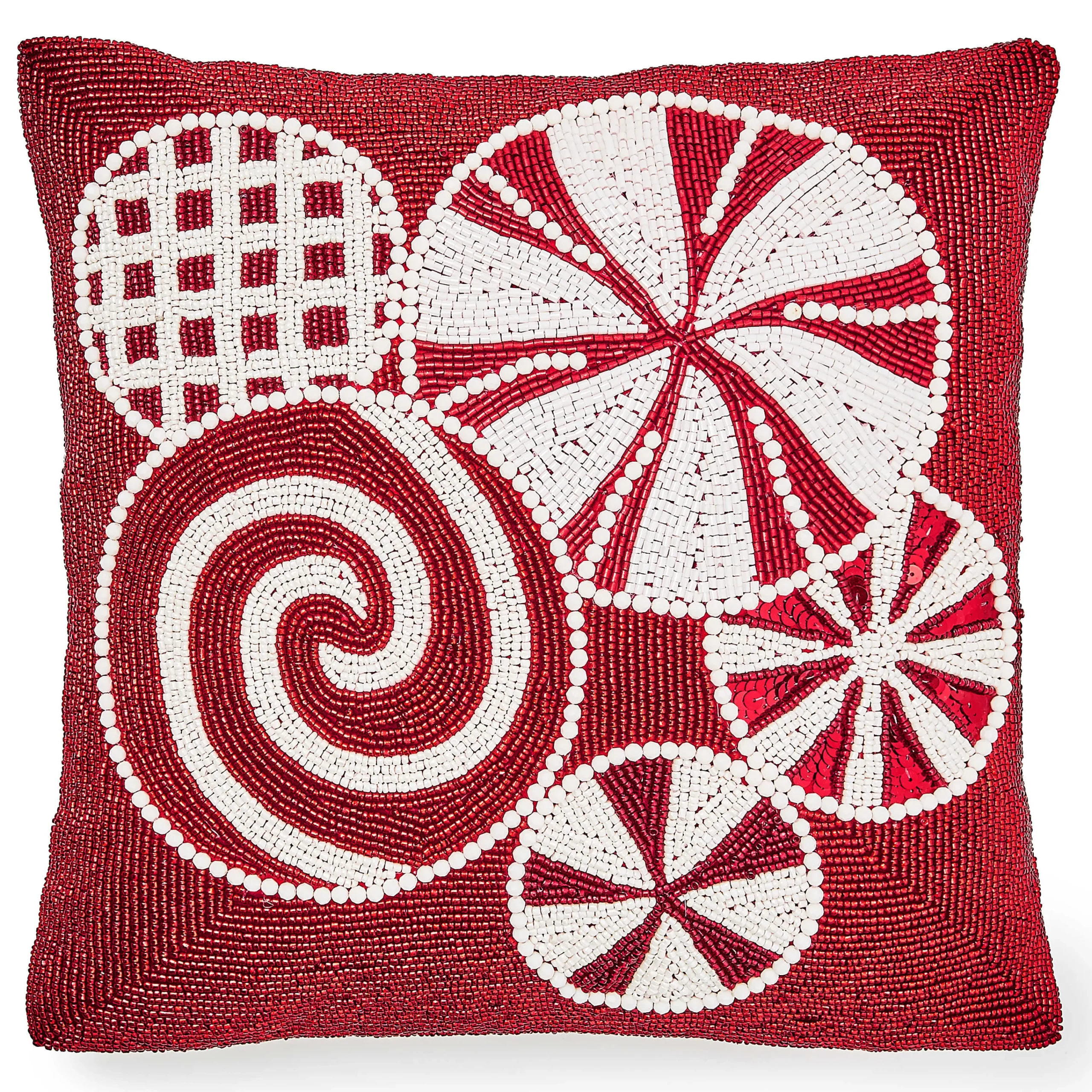 MacKenzie-Childs Peppermint Beaded Throw Pillow| Pillows, Throws, & Cushions