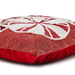 MacKenzie-Childs Peppermint Beaded Throw Pillow| Pillows, Throws, & Cushions