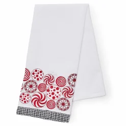 MacKenzie-Childs Peppermint Embroidered Dish Towel| Holiday|Kitchen & Table Linens