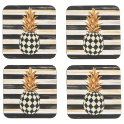 MacKenzie-Childs Pineapple Cork Back Coasters, Set of 4| Table Accessories|Kitchen & Table Linens