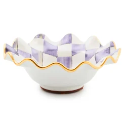 MacKenzie-Childs Plum Check Ceramic Fluted Breakfast Bowl| Dinnerware & Flatware