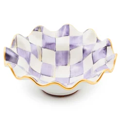 MacKenzie-Childs Plum Check Ceramic Fluted Breakfast Bowl| Dinnerware & Flatware