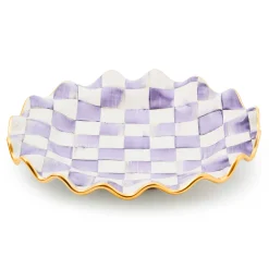 MacKenzie-Childs Plum Check Ceramic Fluted Dinner Plate| Fall Entertaining|Dinnerware & Flatware