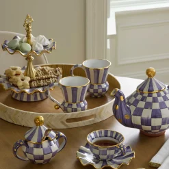 MacKenzie-Childs Plum Check Ceramic Mug| The Coffee Shop|Fall Entertaining