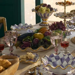 MacKenzie-Childs Plum Check Ceramic Serving Platter| Fall Entertaining|Serveware