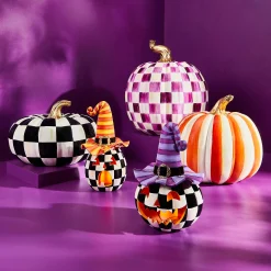 MacKenzie-Childs Plum Check Large Pumpkin| Pumpkins|The Halloween Shop