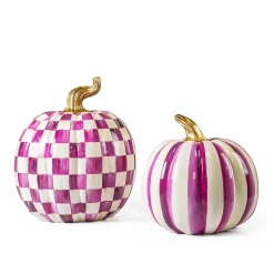 MacKenzie-Childs Plum Check Large Pumpkin| Pumpkins|The Halloween Shop