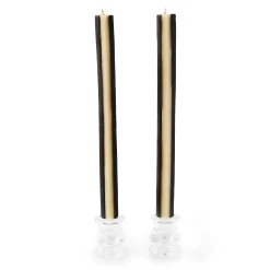MacKenzie-Childs Quatro Black  Ivory Dinner Candles, Set of 2| Candles & Fragrances|Table Accessories