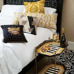 MacKenzie-Childs Queen Bee Black Throw Pillow| Pillows, Throws, & Cushions