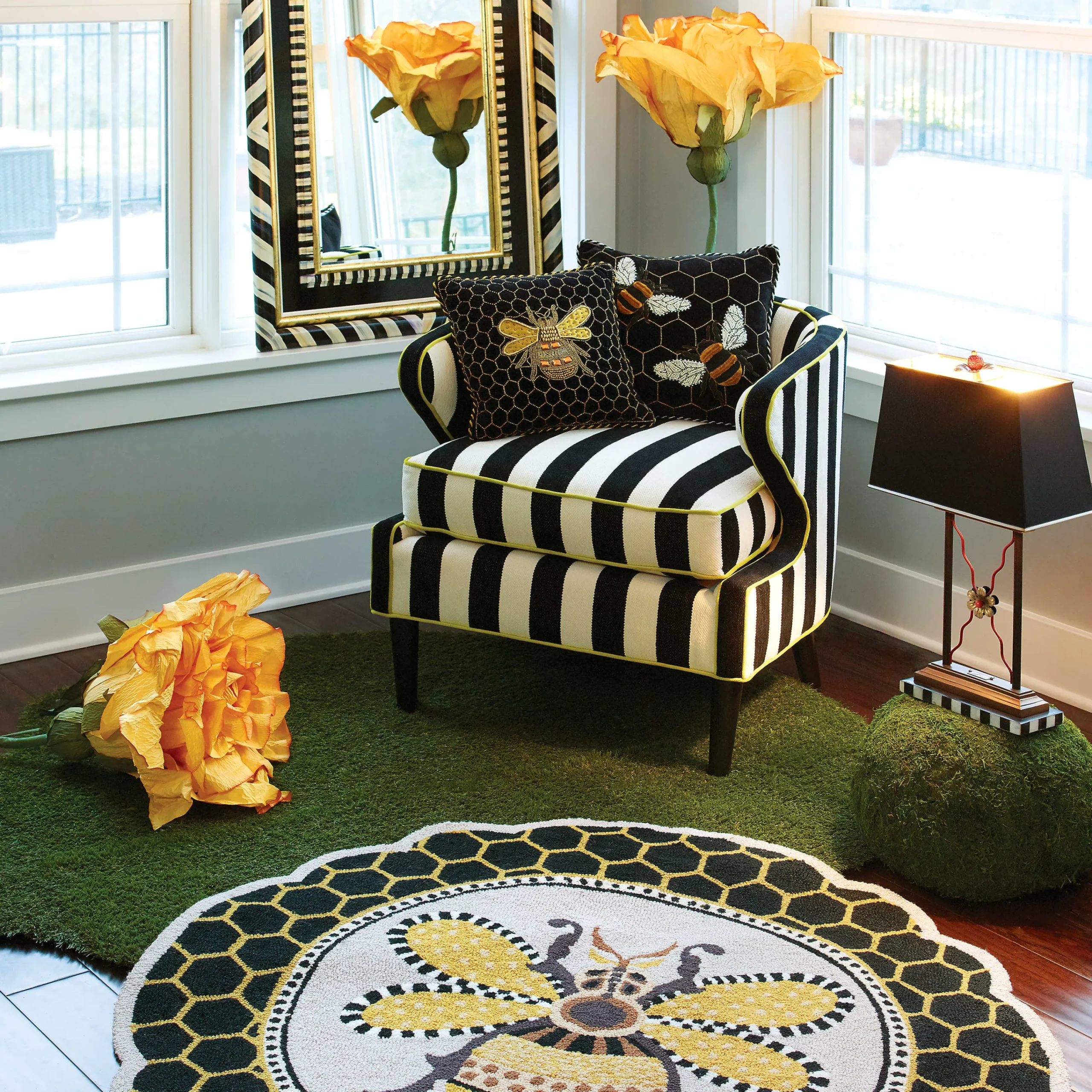 MacKenzie-Childs Queen Bee Black Throw Pillow| Pillows, Throws, & Cushions