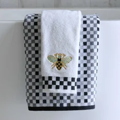 MacKenzie-Childs Queen Bee Check Hand Towel| Bath & Bath Accessories