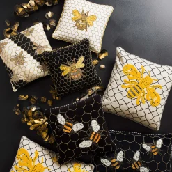 MacKenzie-Childs Queen Bee Ivory Throw Pillow| Spring|Pillows, Throws, & Cushions