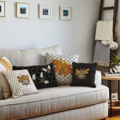 MacKenzie-Childs Queen Bee Ivory Throw Pillow| Spring|Pillows, Throws, & Cushions