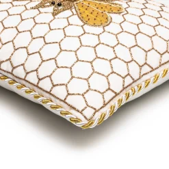 MacKenzie-Childs Queen Bee Ivory Throw Pillow| Spring|Pillows, Throws, & Cushions