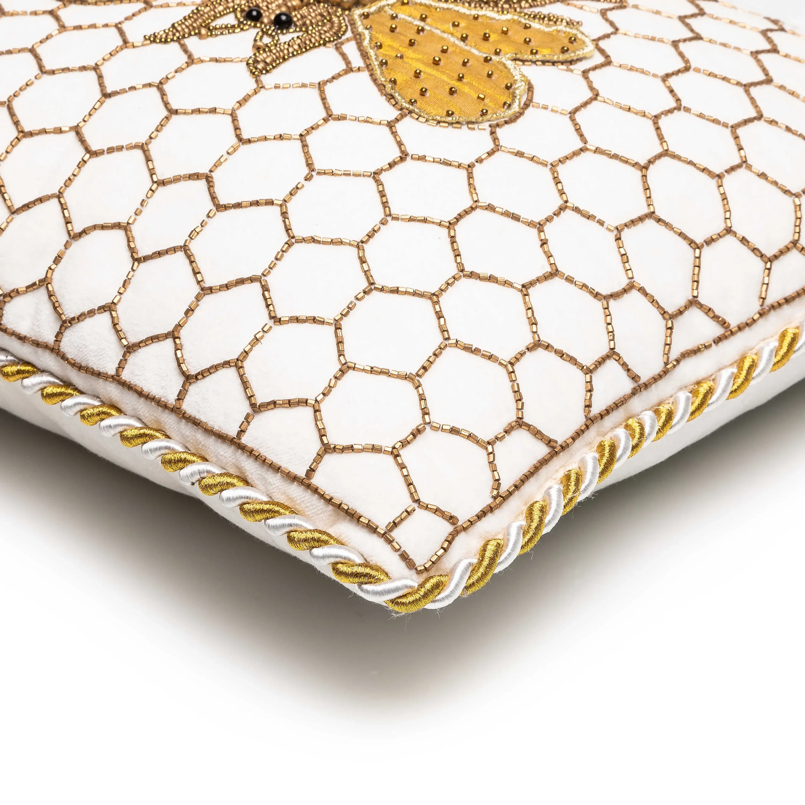 MacKenzie-Childs Queen Bee Ivory Throw Pillow| Spring|Pillows, Throws, & Cushions