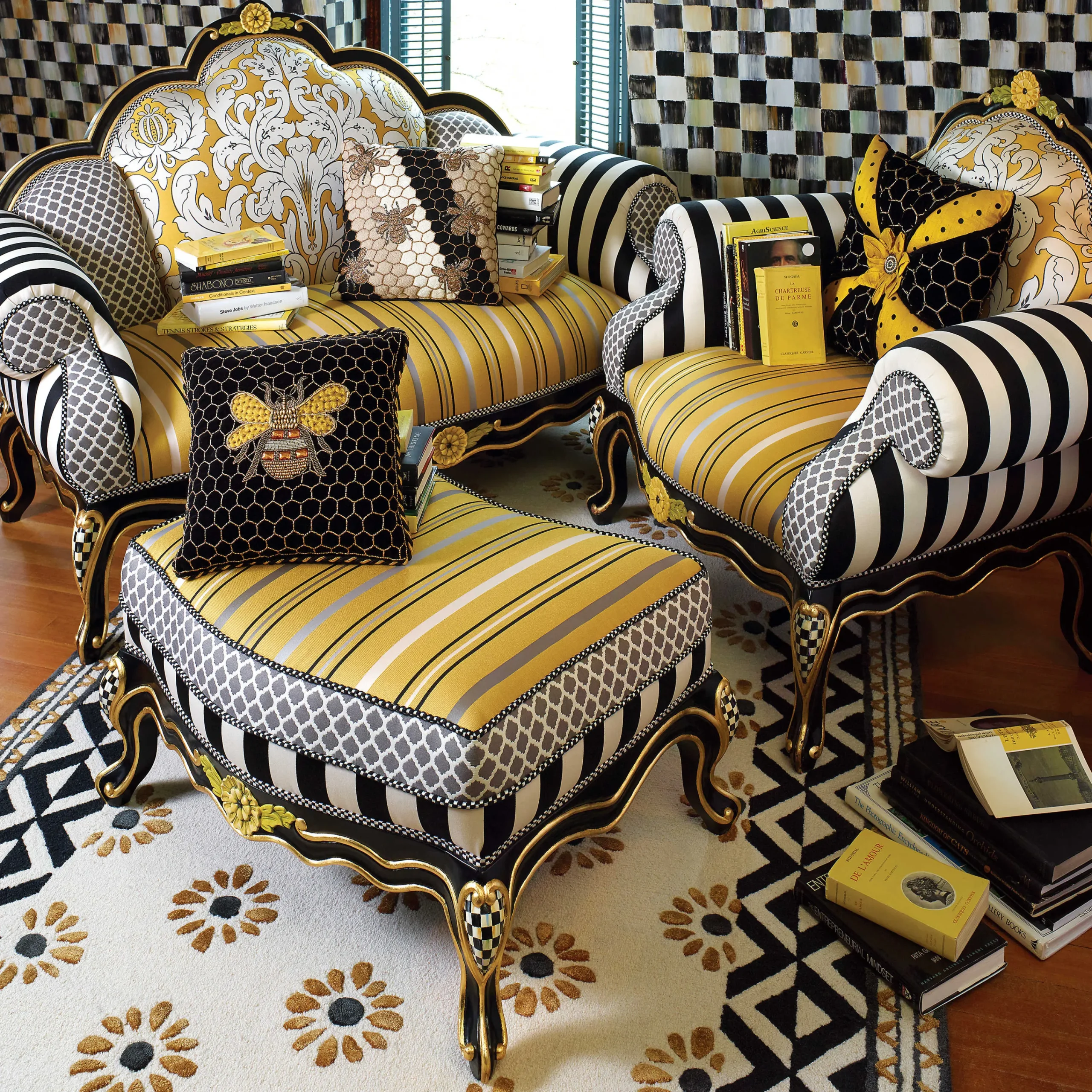 MacKenzie-Childs Queen Bee Loveseat| Living Room
