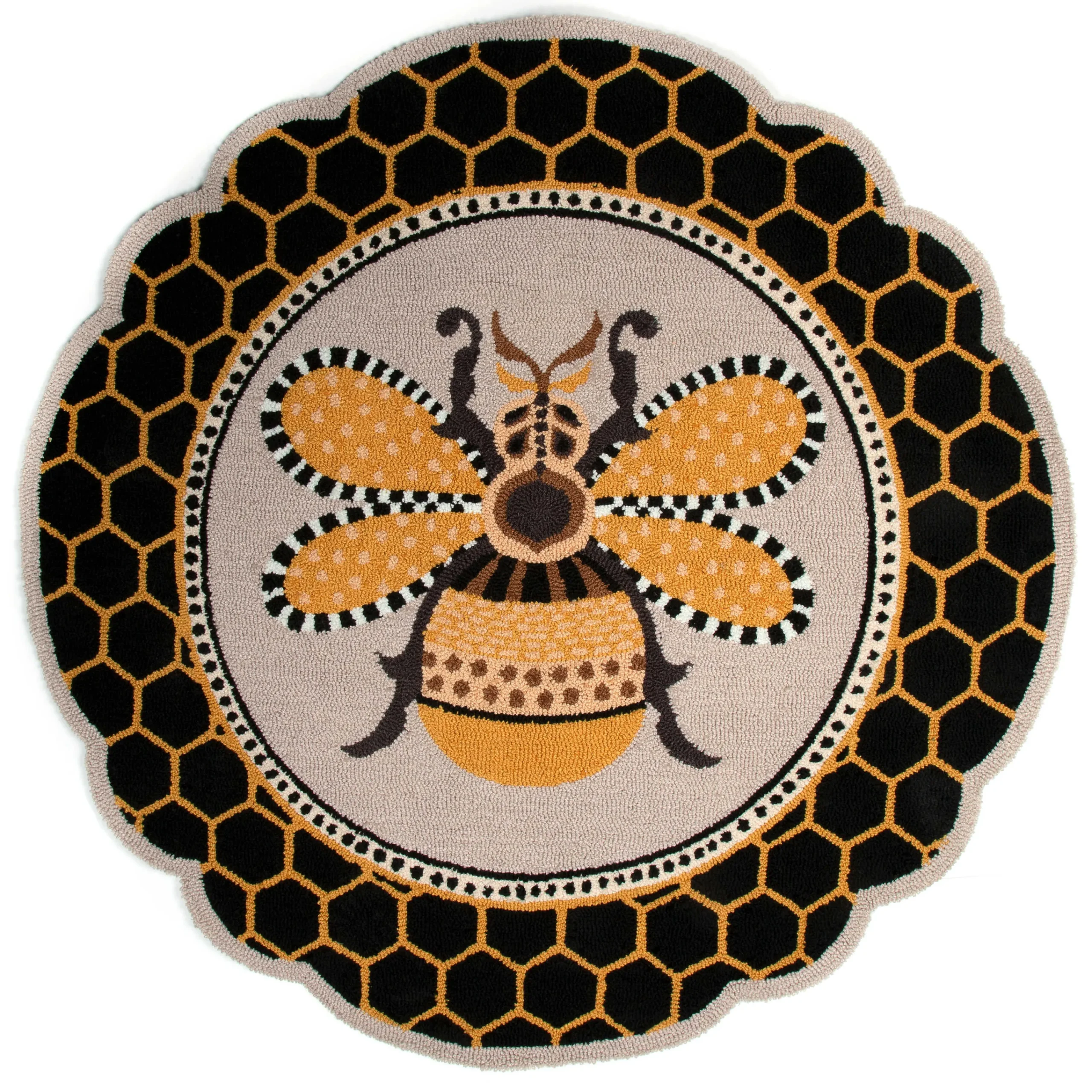 MacKenzie-Childs Queen Bee Rug 4' Round Rug| Rugs