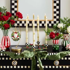 MacKenzie-Childs Red  Green Ceramic Vases, Set of 3| Holiday|Greenery & Florals