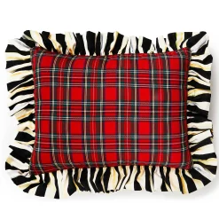 MacKenzie-Childs Red Tartan  Stripe Ruffle Lumbar Pillow| Pillows, Throws, & Cushions