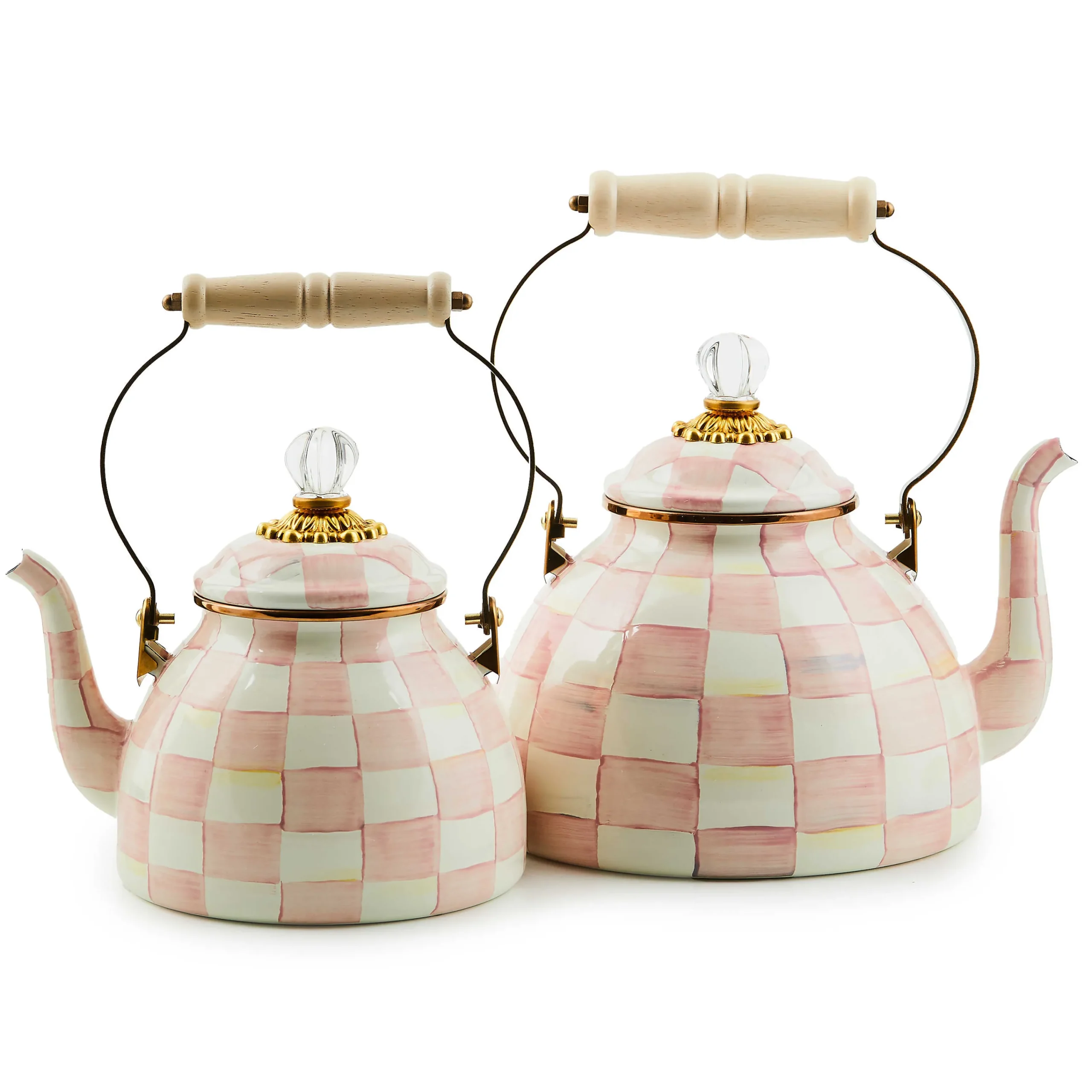 MacKenzie-Childs Rosy Check 2 Quart Tea Kettle| Easter|Spring