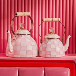 MacKenzie-Childs Rosy Check 3 Quart Tea Kettle| Easter|Spring