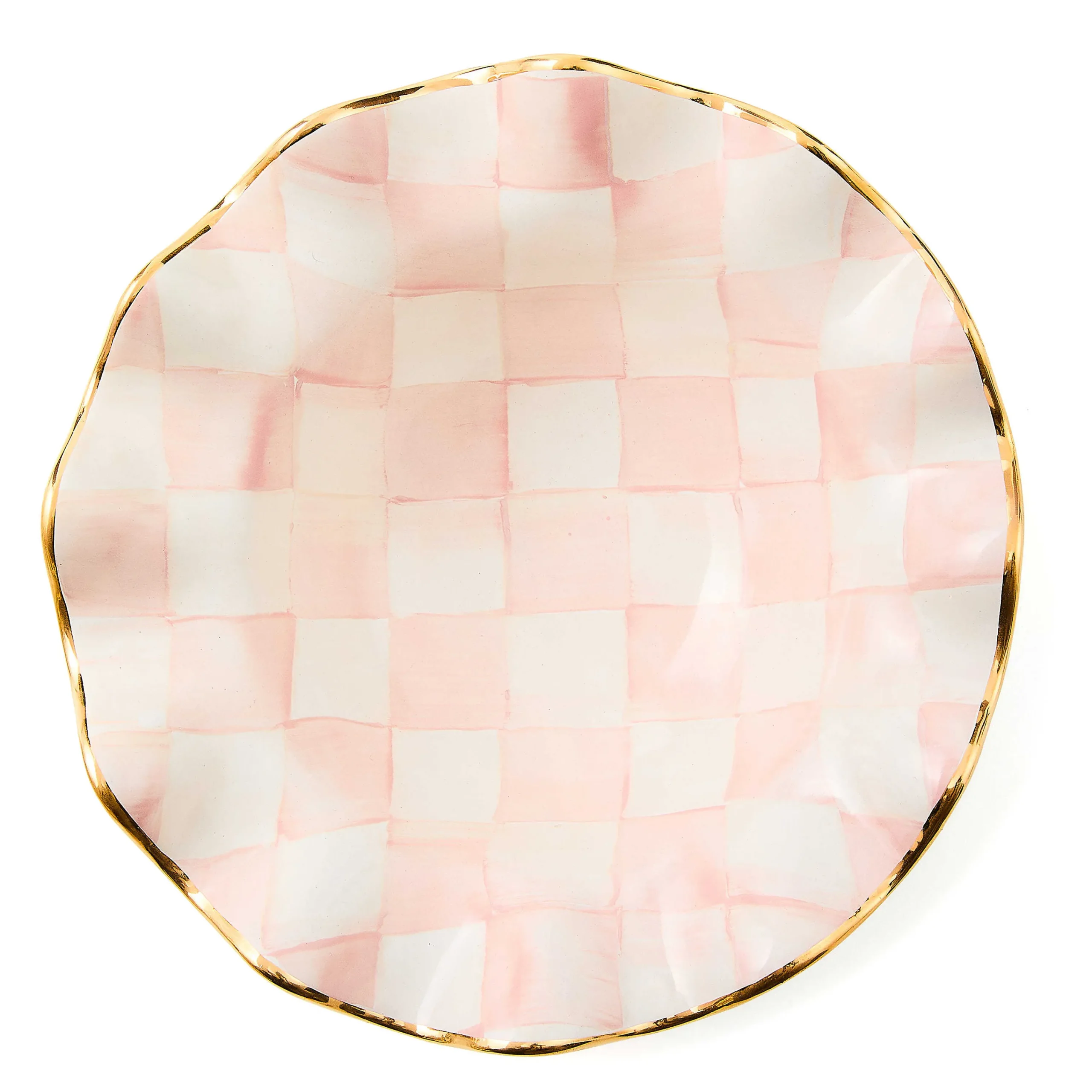 MacKenzie-Childs Rosy Check Ceramic Fluted Breakfast Bowl| Dinnerware & Flatware