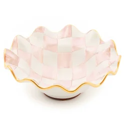 MacKenzie-Childs Rosy Check Ceramic Fluted Breakfast Bowl| Dinnerware & Flatware