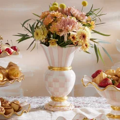 MacKenzie-Childs Rosy Check Ceramic Great Vase| Room Accents|Fall Entertaining