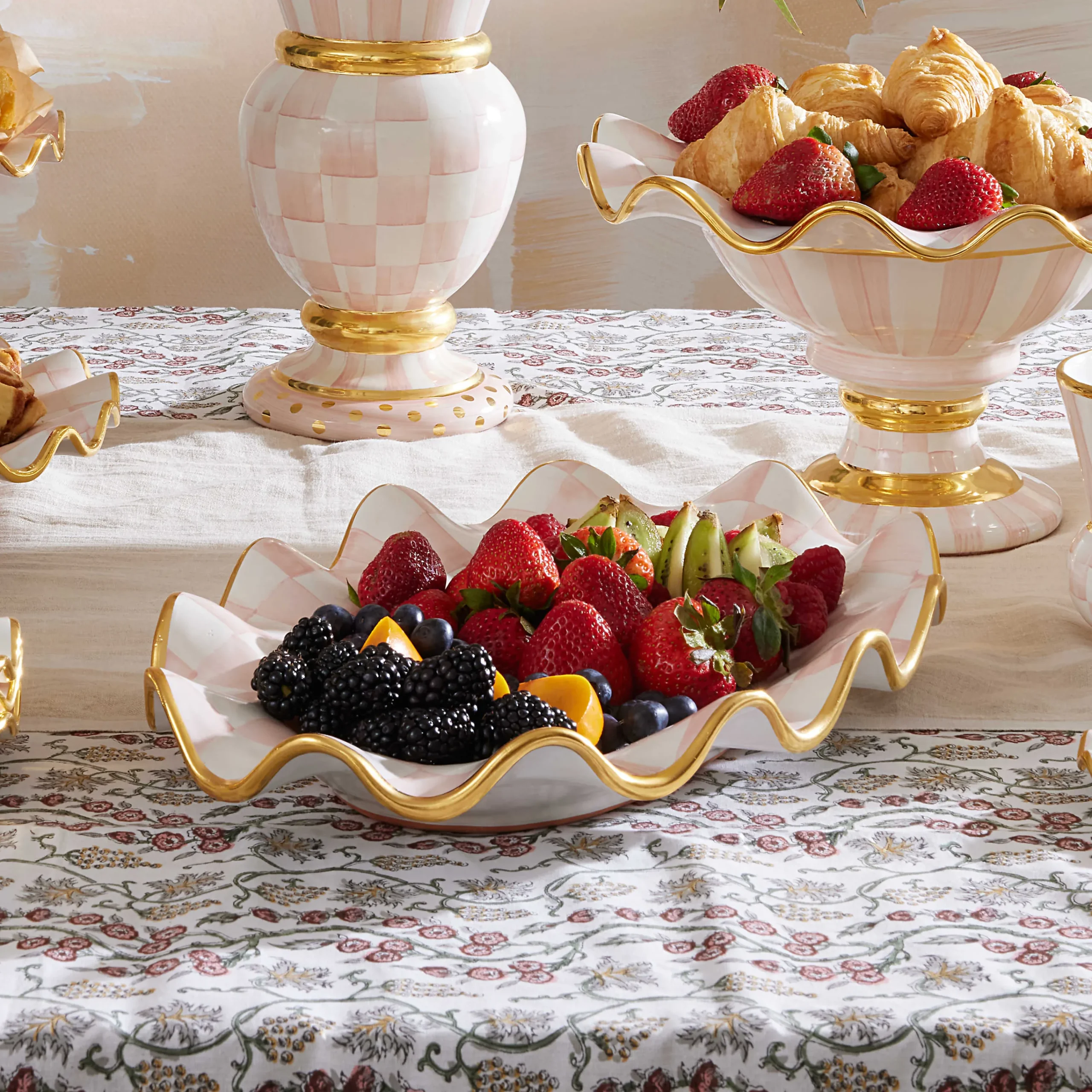 MacKenzie-Childs Rosy Check Ceramic Serving Platter| Fall Entertaining|Serveware