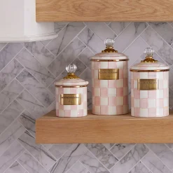 MacKenzie-Childs Rosy Check Demi Canister| Room Accents|Kitchen Storage & Organization