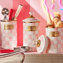 MacKenzie-Childs Rosy Check Large Canister| Spring|Room Accents