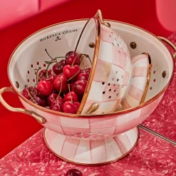 MacKenzie-Childs Rosy Check Large Colander| Spring|Kitchen Utensils & Tools
