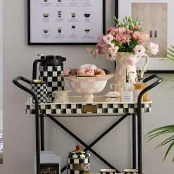 MacKenzie-Childs Rosy Check Large Compote| Fall Entertaining|Serveware