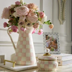 MacKenzie-Childs Rosy Check Large Practical Pitcher| Fall Entertaining|Bar Entertaining