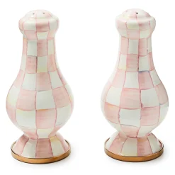 MacKenzie-Childs Rosy Check Large Salt Pepper Shakers| Fall Entertaining|Table Accessories