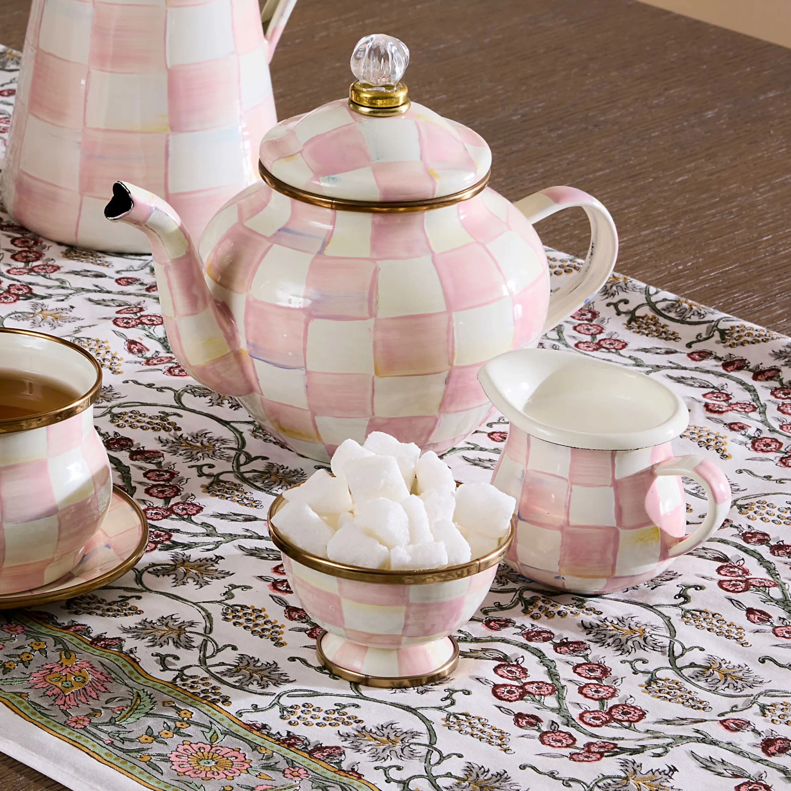 MacKenzie-Childs Rosy Check Little Creamer| The Coffee Shop|Fall Entertaining